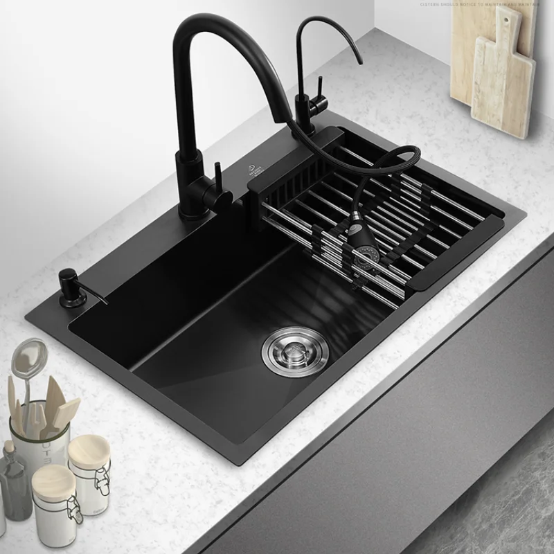 раковина для кухни Stainless Steel Kitchen Sink Household Single Bowl Washing Vegetable Undermount Basin with Drain Accessories |