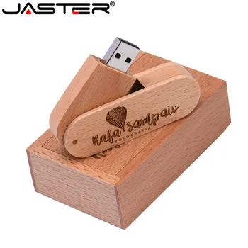 

JASTER Wooden with box USB Flash Drive pendrive 4GB 8GB 16GB 32GB 64GB pen drive memory stick wedding gifts 1PCS free logo