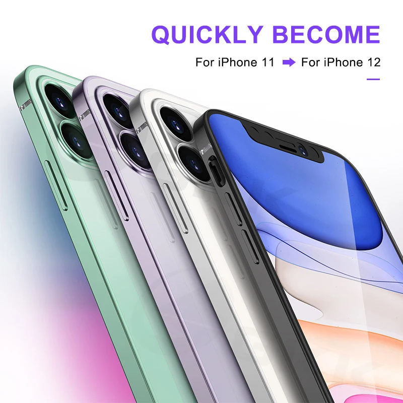 Gkk Original Plating Soft Classic Square Edge Case For Iphone 12 11 Pro Max Xr Case Full Protection Shockproof With Glass Cover Phone Case Covers Aliexpress