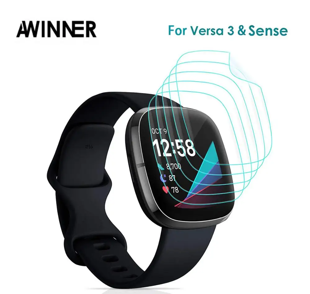 

Full Coverage Screen Protector for Fitbit Versa 3 Sense Soft Hydrogel Full Coverage Waterproof Flexible Cover for Fitbit Sense