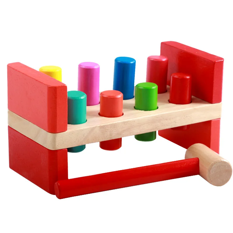 

1-2-3-Year-Old Montessori Early Childhood Educational Pound Toy Baby Children Hammer Box Knock Ball Table Piling Taiwan Color Co