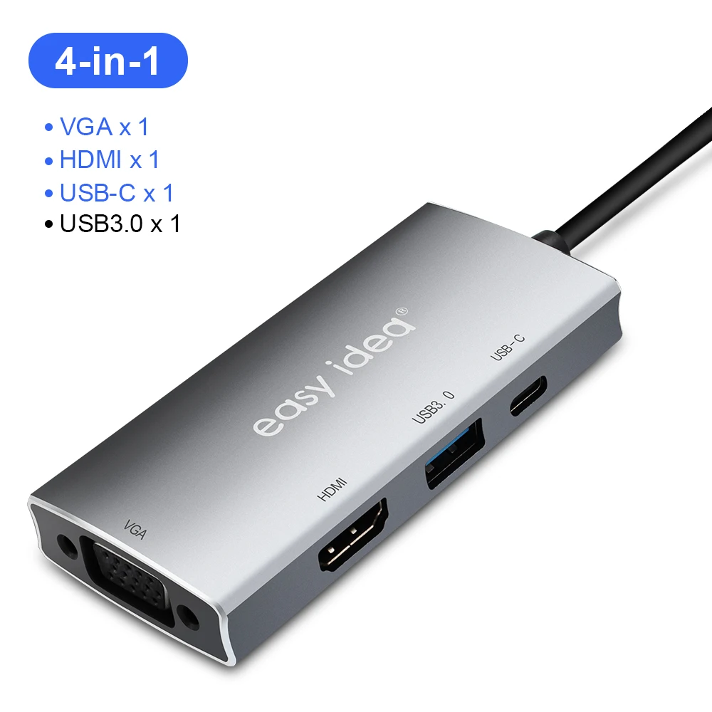 USB C концентратор Тип C адаптер разветвитель Мульти USB 3,0 HDMI VGA порт несколько USB-C Hab расширитель для Macbook Pro компьютерные аксессуары - Цвет: 4 in 1
