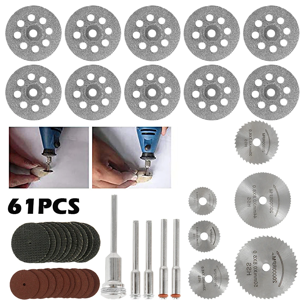 

61pcs Mini HSS Circular Saw Blade Rotary Tool For Dremel Metal Cutter Power Tool Set Wood Cutting Discs Drill Mandrel Cutoff