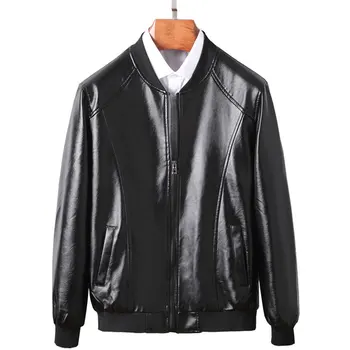 

Men Motorcycle Genuine Leather Jackets Coat Stand Collar Zipper New Autumn Winter Bomber Jacket Male Outerwear Biker Jacket