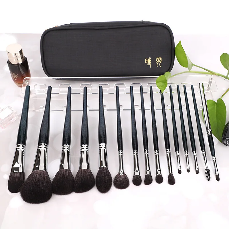 

15Pcs High quality Copper tube Makeup brush set Eye shadow Foundation Blush brush High value wool Multifunctional Makeup tools