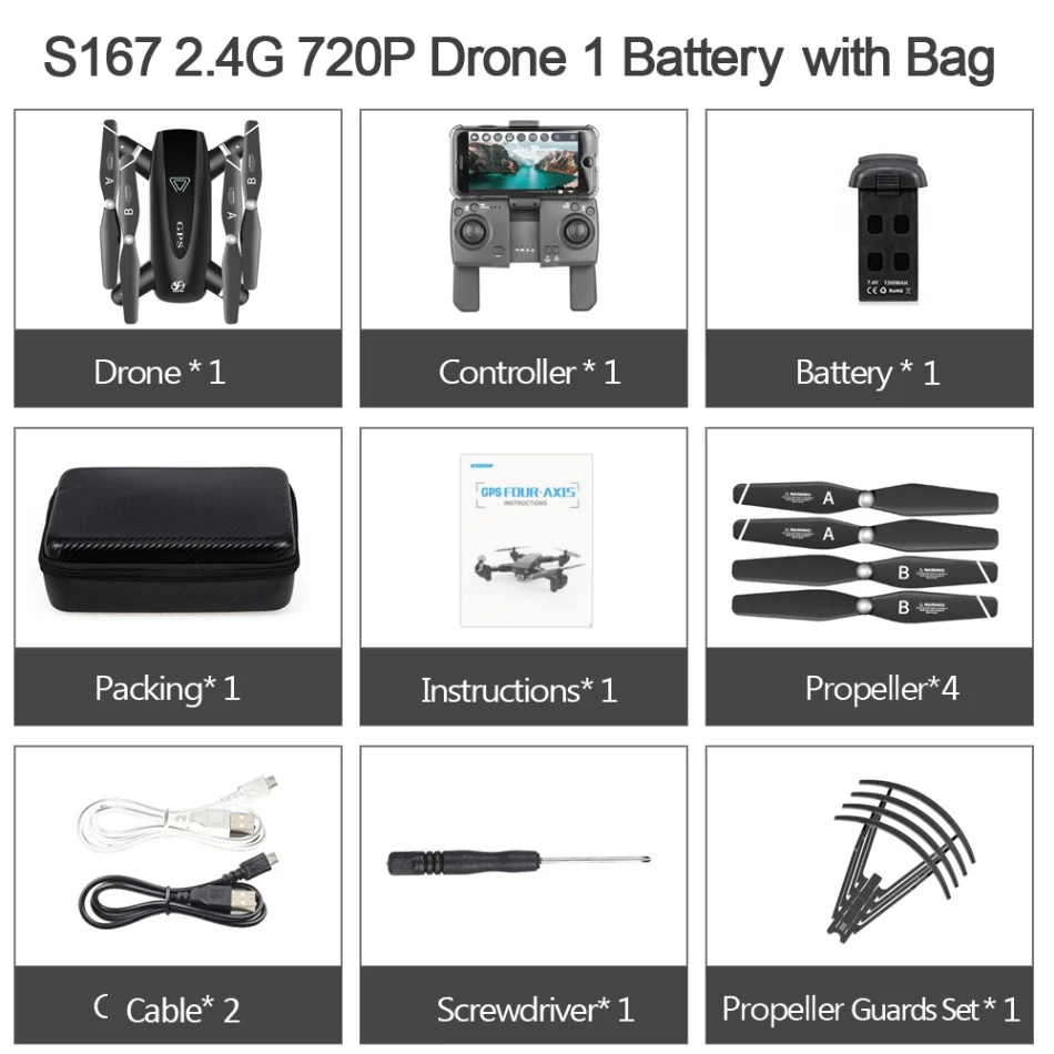 CSJ S167GPS Дрон с камерой Wi-Fi FPV Дрон 720P камера точка полета управление жестом авто возврат дома RC Квадрокоптер сумка - Цвет: 720P 1B Original Bag
