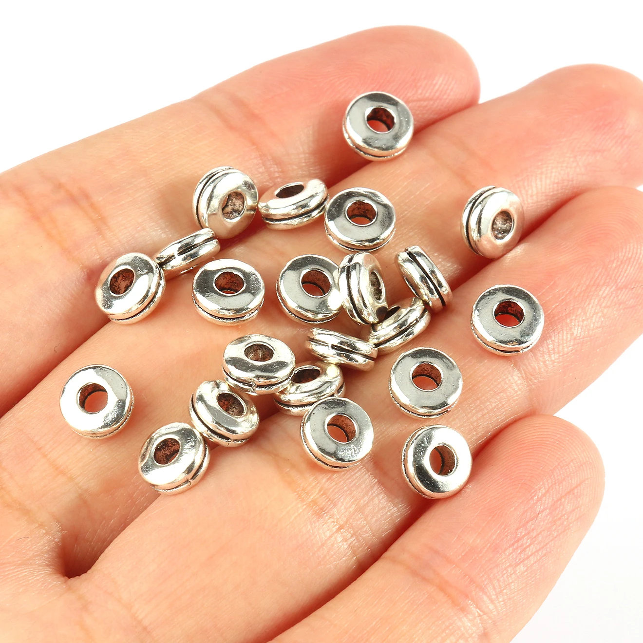 Tibetan Silver Spacer Beads for Jewelry Making Flat Beads for Jewelry Making Supplies for Adults Small Seed Beads for Necklace Earring Bead Bracelet