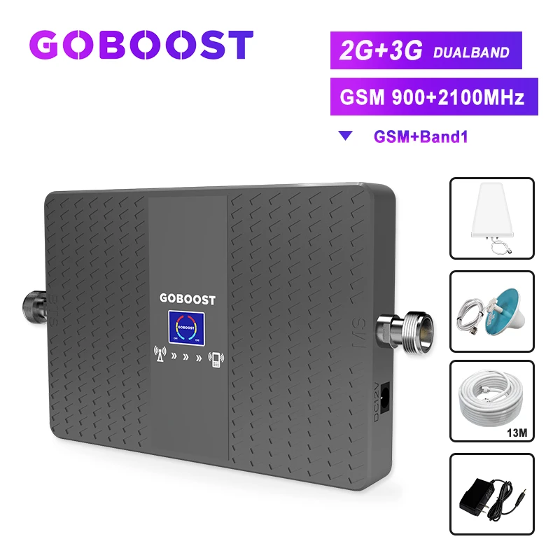 Ретранслятор gsm 900 МГц 2g 3g сотовый усилитель двухдиапазонный усилитель сигнала мобильного телефона 70дБ банд1 2100 МГц LDPA+ потолочная антенна комплект