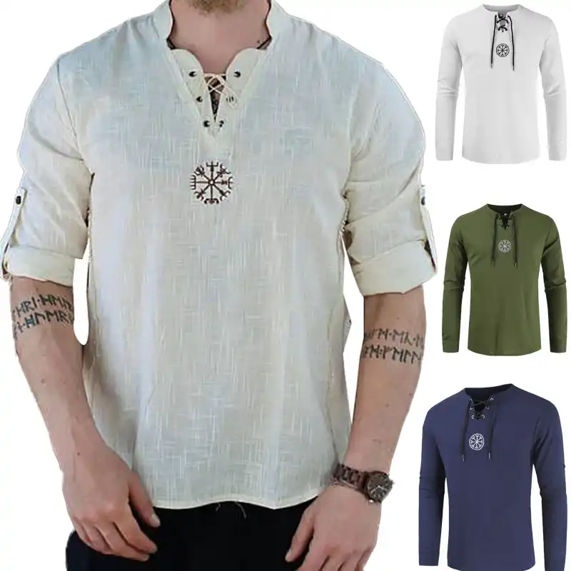 Camisa medieval masculina Clearance