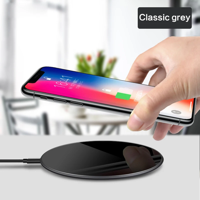 Gray Goldfox Qi Беспроводное зарядное устройство для samsung s10 iPhone 11 pro 15 Вт быстрая Беспроводная зарядная площадка для Xiaomi Mi 9 портативное зарядное устройство для телефона - Color: Gray