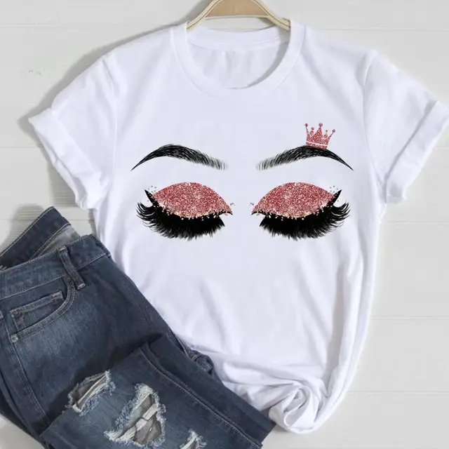 T shirts Women Make Up Crown Fashion 90s Trend 2021 Spring Summer Clothes Graphic Tshirt Top