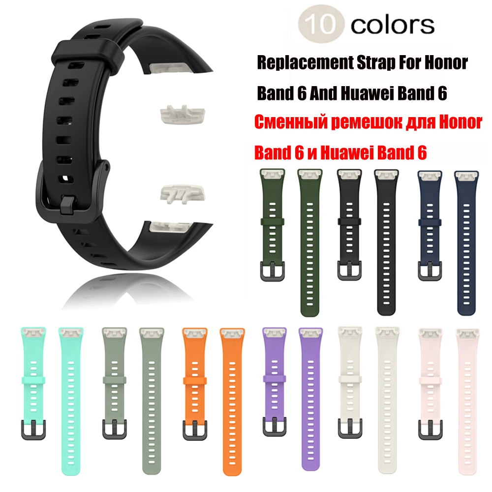 Silicone Strap For Huawei Band 6/6 Pro Strap With TPU Full Screen Protector Case Replacement Watchband For Honor Band 6 Strap