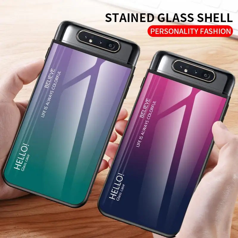 

For Samsung J710 J330 J530 J730 A6 A8 J8 J6 J4 Plus A750 A9 2018 Note 10 Pro S7 Luxury Hard Tempered Glass Gradient Back Cases