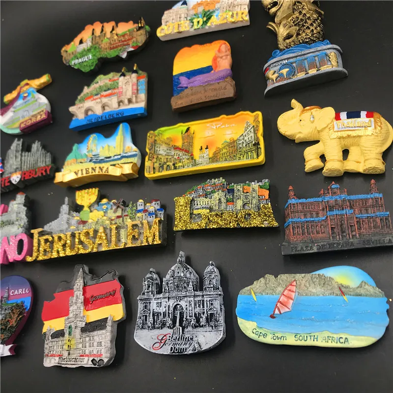 Refrigerator Sticker Tourist Souvenir Magnetic Refrigerator Magnet Color Thai Korea France Germany Vienna England Spain Portugal magnetic fridge magnets magnetic sticker magnetic fridge stickers