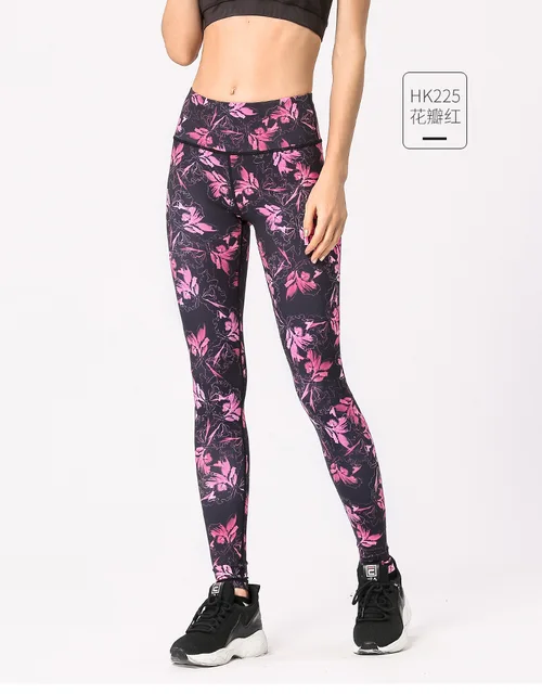 Women High Waisted Yoga Pants Sports Fitness Gym Leggings Printing Tights Running Athletic Female Stretchy Skinny Scrunch Butt HK225