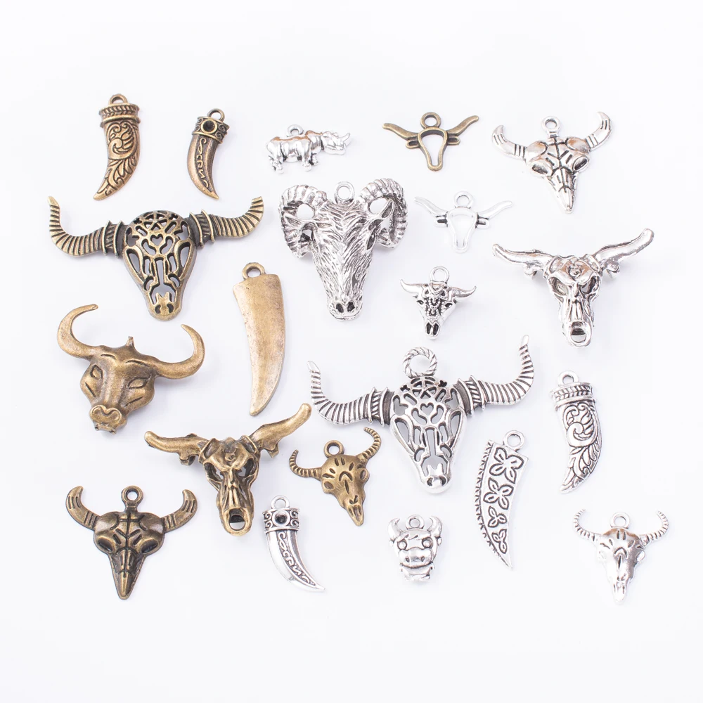 

50g Hot Sale Metal Mixed Charm Animal Cow Antique Bronze Bracelet Necklace Handmade Jewelry Making Wholesale DIY Jewelry