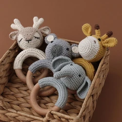 Hochet en bois au Crochet, jouet sans BPA, anneau de dentition pour bébé, rongeur, hochets mobiles, jouets éducatifs pour nouveau né, 1 pièce 