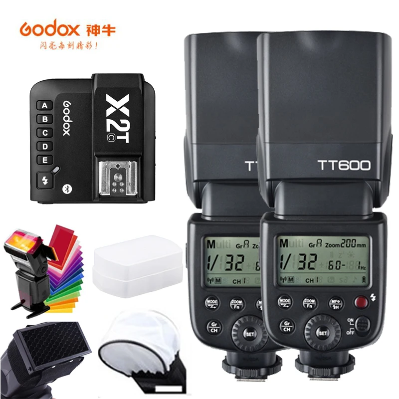 Godox TT600 TT600S 2,4G Беспроводная ttl 1/8000s Вспышка Speedlite с X2T-C/N/S/F/O/P триггер для Canon Nikon sony fuji olympus - Цвет: 2xTT600 a X2T