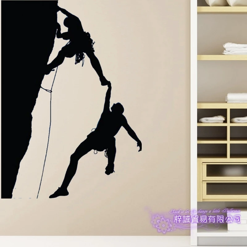 DCTAL Mountain Climbing Sticker Climbers Decal Extreme Sports Posters Vinyl Wall Decals Parede Decor Mural Climbing Sticker