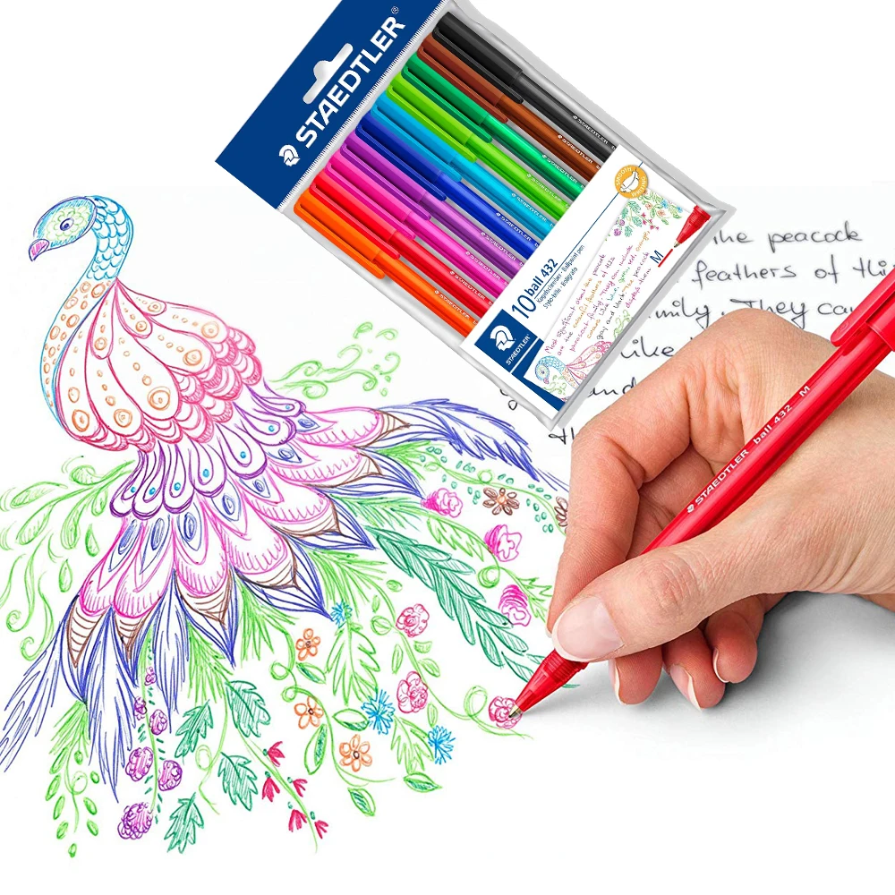 

Staedtler Ball 432 M Triangle Holder Ballpoint Pen Rollerball Pen 0.7mm 10 Multicolour Art Supplies Painting Write Office School