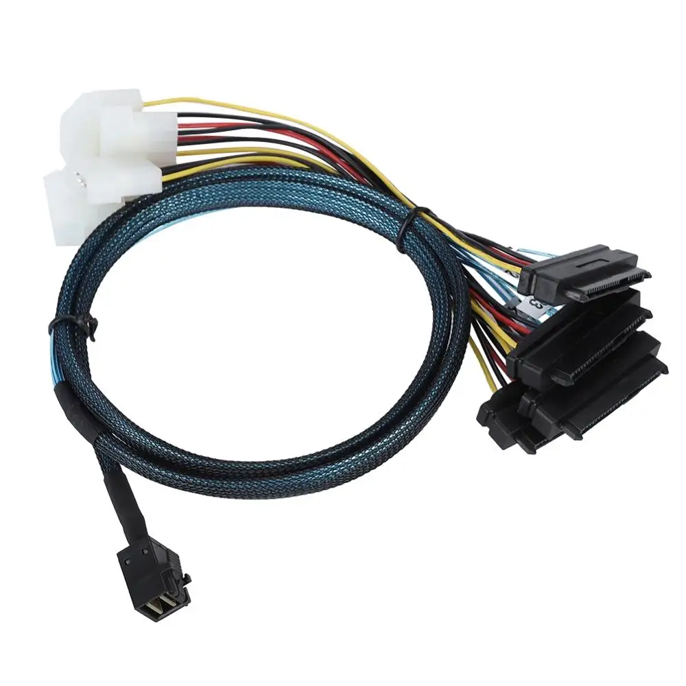Внутренние HD sas sata кабели SFF-8643 Mini SAS to (4) 29pin SFF-8482-SFF-8482 разъемы с IDE кабель питания (1