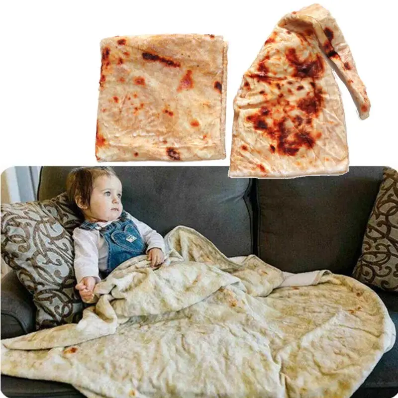 

High quality Burrito Baby Blanket Flour Tortilla Swaddle Blanket Sleeping Swaddle Wrap Hat