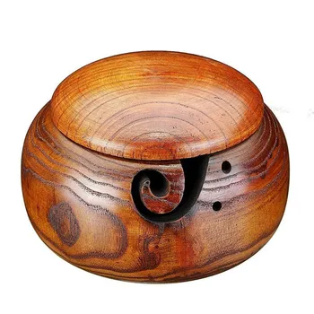 

Wooden Yarn Bowl Hand Made with Wood for Knitting and Crochet For Handmade Knitting Supplies Storage