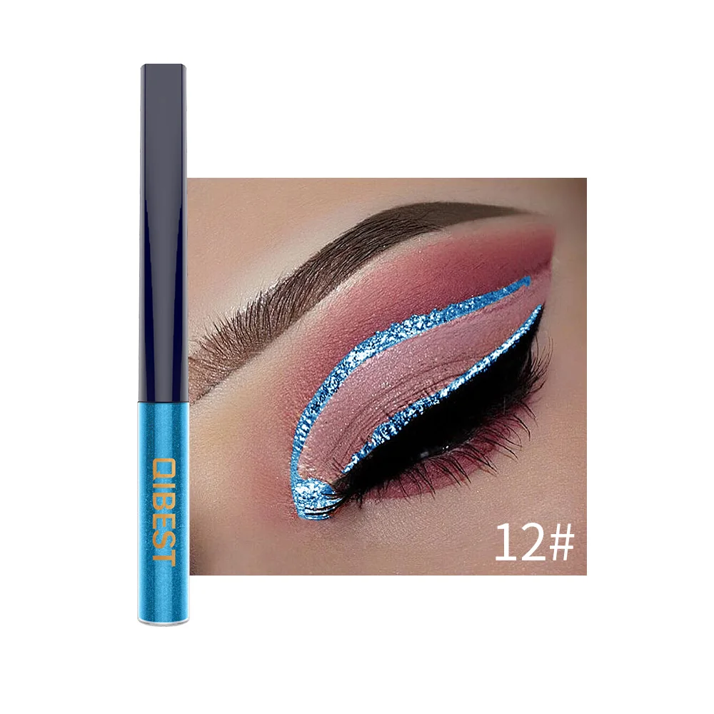 QIBEST 15 Color Liquid Pearlescent Eyeliner Waterproof Easy To Use Shiny Metal Eyeliner Beauty Smooth Eye Liner Cosmetics - Цвет: 12