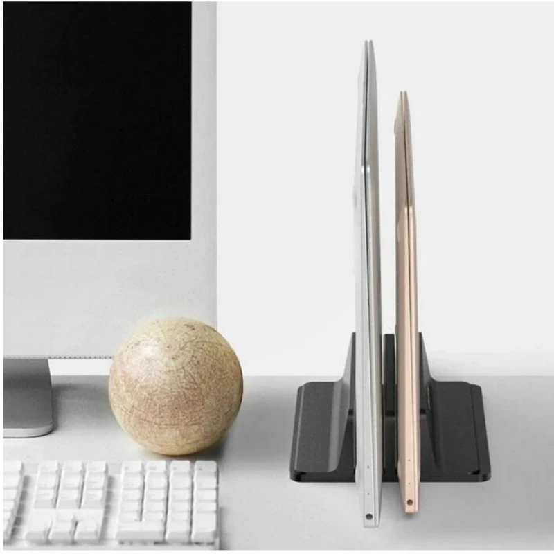 Двойная вертикальная подставка для ноутбука из алюминиевого сплава с двумя слотами настольная держатель