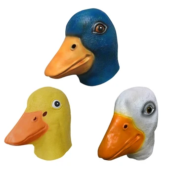 

Yellow Duck Mask Animal Head Latex Mask Arty Decors Adult Costume Theater Clothing Prop For Halloween Christmas Party