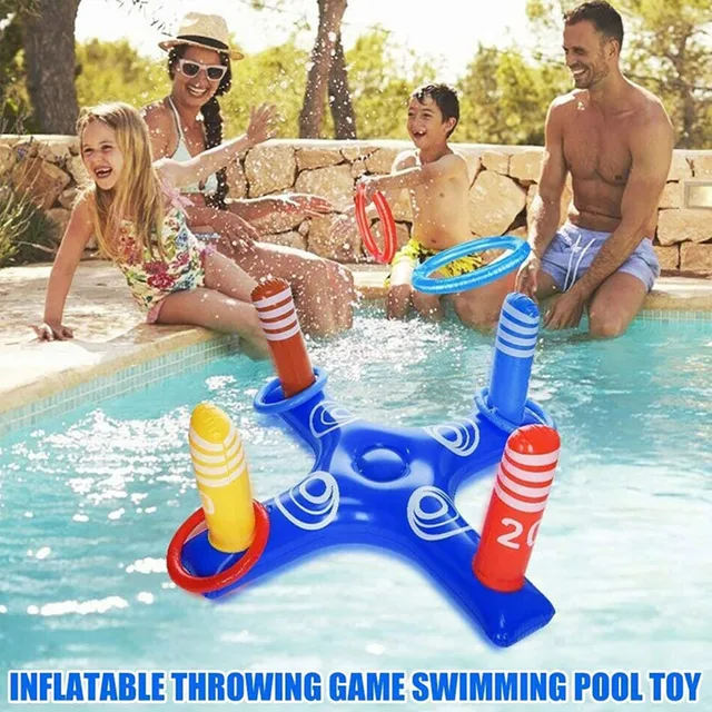 Inflatable Ring Throwing Ferrule Inflatable Ring Toss Pool Game Toy Kids Outdoor Pool Beach Fun Summer Water Toy бассейн 3