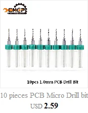 10 шт. 1,0-3,0 мм PCB гравировальный сверло набор твердосплавная Концевая фреза 1/" хвостовик с титановым покрытием фрезерный станок с ЧПУ для печатной платы