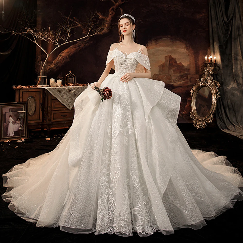 Princess Ball Gown Wedding Dress with Sleeves,Classic Wedding Gown,WD0 -  Wishingdress