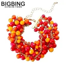 R339 BIGBING ювелирные изделия Модные красные желтые бусы многослойный браслет женский браслет модные ювелирные изделия без никеля