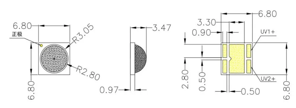 2 шт./лот светодиодный 6V 3W 6868 посылка ультрафиолетового чипы 255nm 260NM 275NM 280NM 295NM 310NM UVC 40 мВт лазерный диод