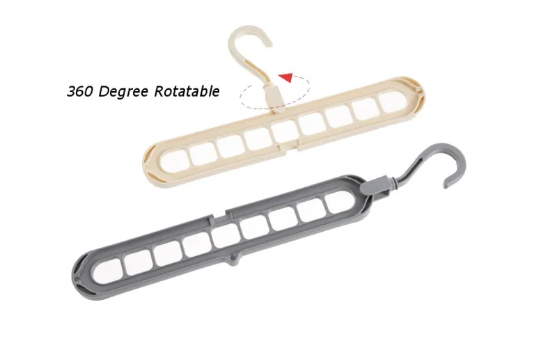 Clothes Hanger 9 Holes Hanger 360 Rotatable Hook Balcony Coat Hangers Plastic Wardrobe Storage Rack for Underwear Silk Scarf Tie