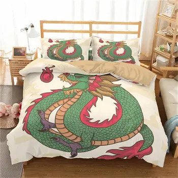 

ZEIMON 3D Print Bedding Set Dragon Custom Duvet Cover Set 2/3PC Comforter Quilt/Blanket Cover Set Cartoon Animal Bedclothes