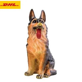 

17" Animal Simulation Home Decorations Wolfhound German Shepherd Dog Creative Present Canis Lupus Familiaris Brass 44CM Z2474