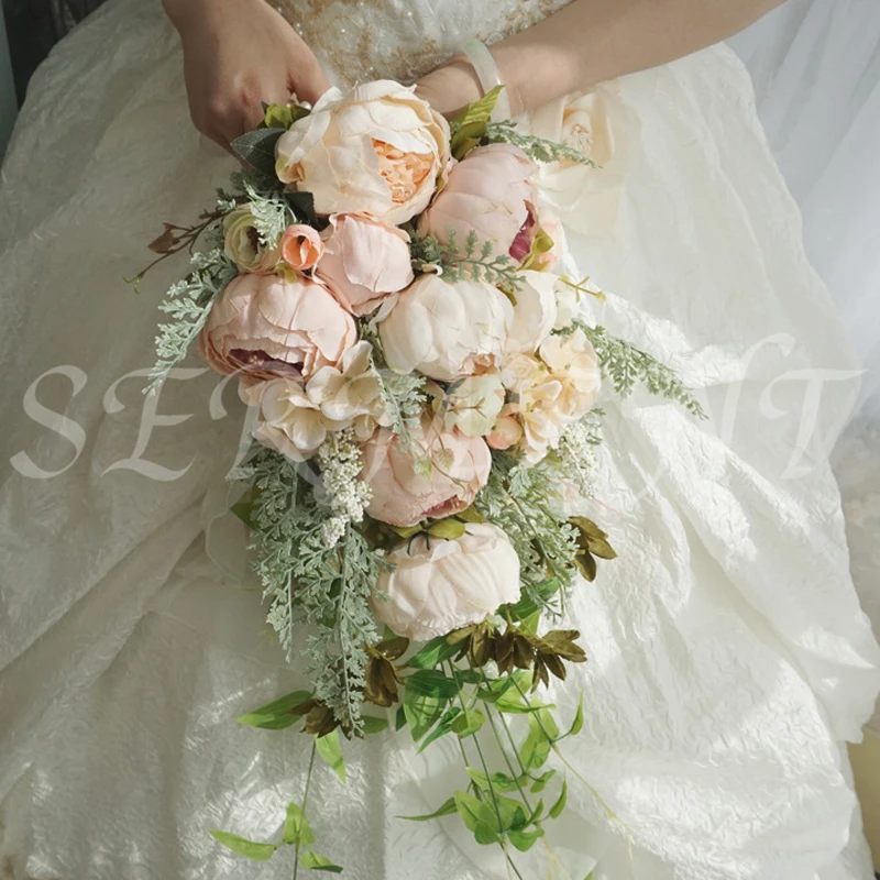 Peony Drooping Holding Flowers Wedding Bouquet for Brides Height 18.89inch Width 9.84inch Weight 0.38kg Linen Free Shipping Peony Drooping Holding Flowers Wedding Bouquet for Brides Height 18.89inch Width 9.84inch Weight 0.38kg Linen Free Shipping