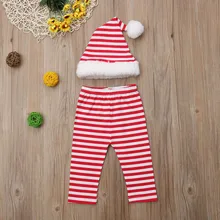 2 предмета, штаны в полоску для новорожденных девочек и мальчиков+ шапка, рождественские наряды штаны для девочек теплые штаны для девочек, штаны для мальчиков,# WS