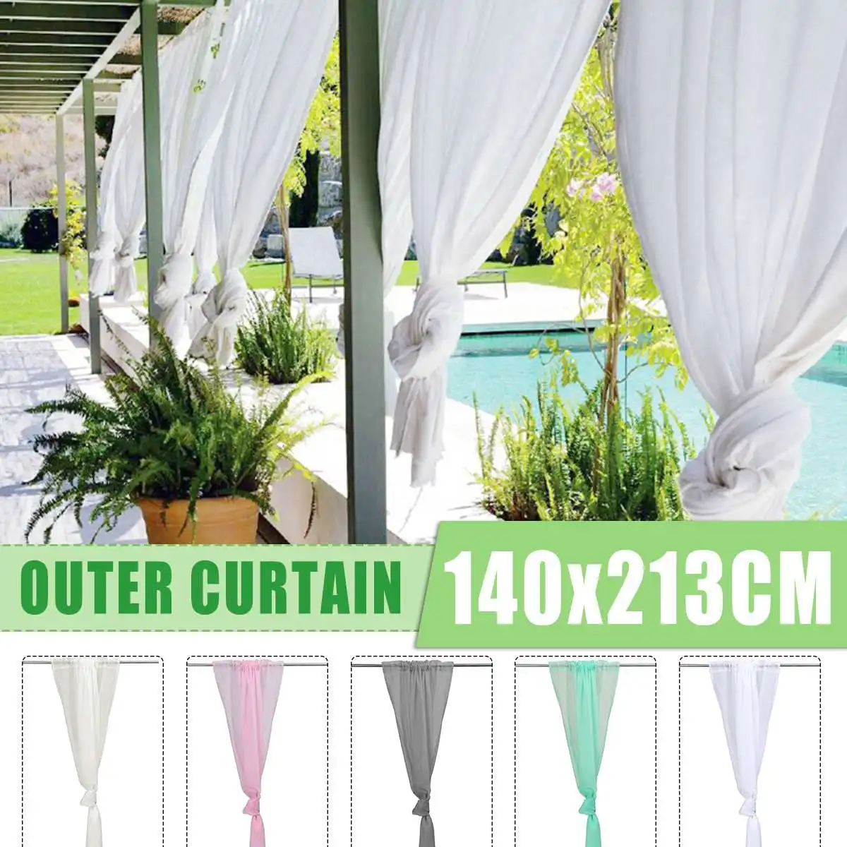 blancas tul modernas para exterior/jardín/terraza/sala de estar, cortinas transparentes de para ventana impermeables - Hogar y jardín
