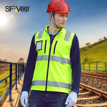 

SFVest High Visibility Reflective Safety Vest Reflective Vest Multi Pockets Workwear Security Warning Safety Waistcoat jacket