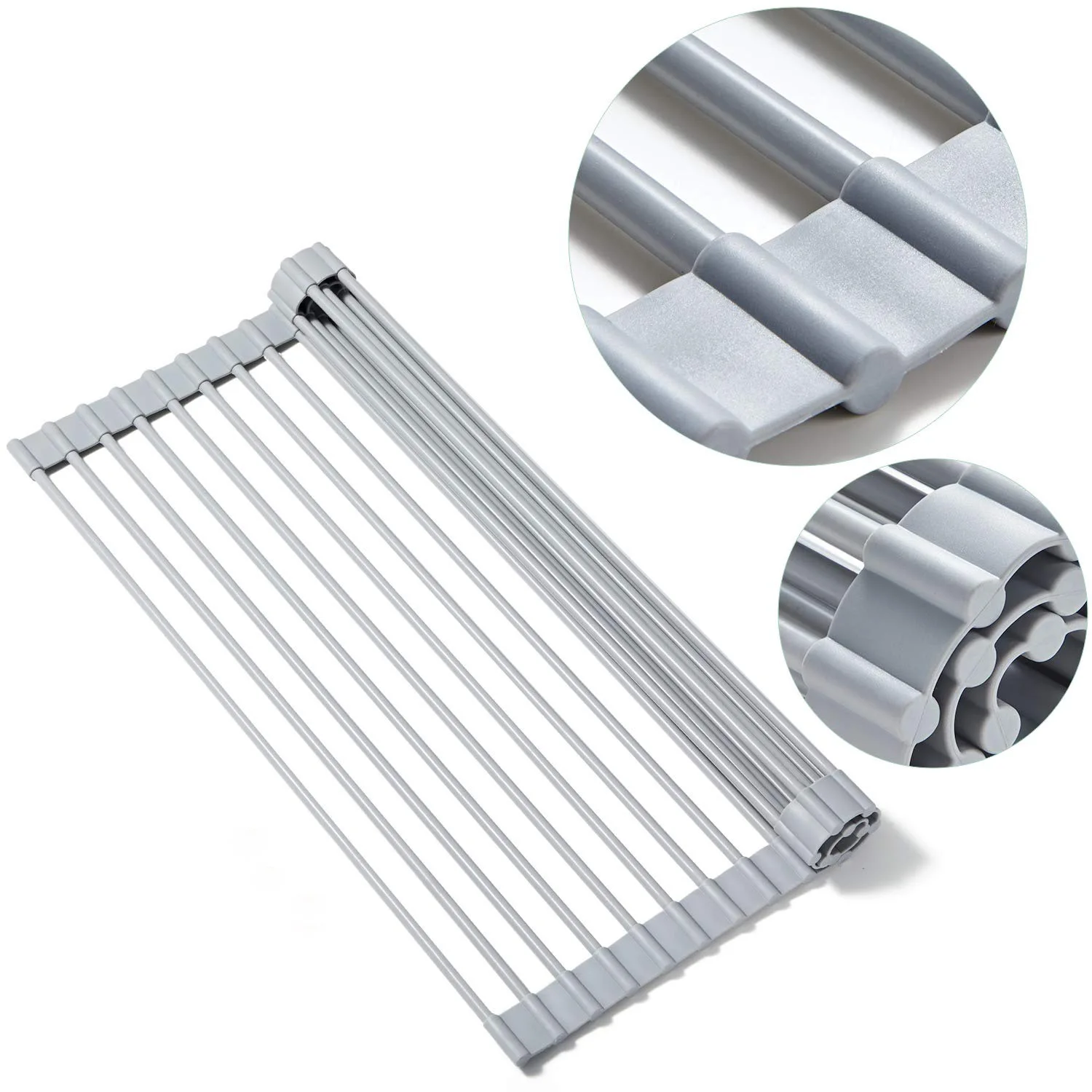 

Large Size Silicone Dry Rack Kitchen Sink Storage Shelf Pool Roller Blinds Foldable Draining Shelf