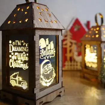 

HUIRAN Santa LED Light House Pendant Merry Christmas Decor for Home 2020 Christmas Ornaments Navidad Xmas Gift New Year 2021