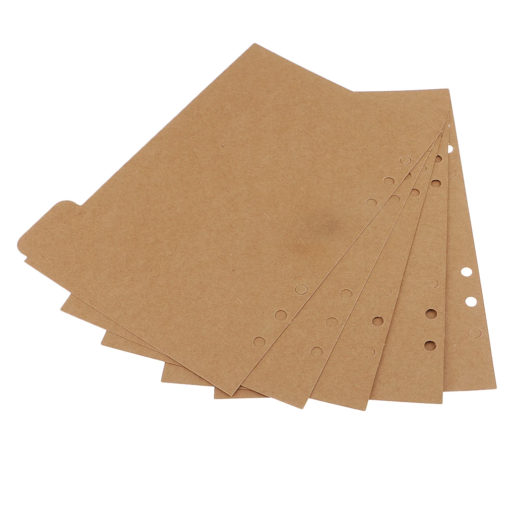 5 Pieces Solid A5 Size Kraft Paper Tabbed Paper Planner Notebook Album Divider Index Page