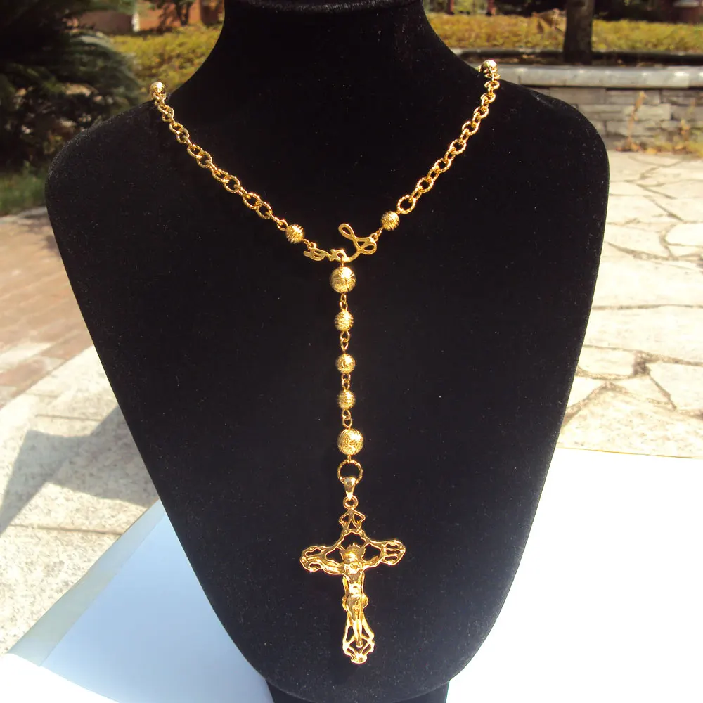 Кулон лояльный Женский крутая цепочка с широкими бусинами в форме Креста плотное
