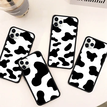 

JAMULAR White Black Cow Symbol Pattern Print Phone Case For iPhone XS MAX 11 Pro SE 2020 X XR 7 6s 8 Plus Hard Back Cover Fundas