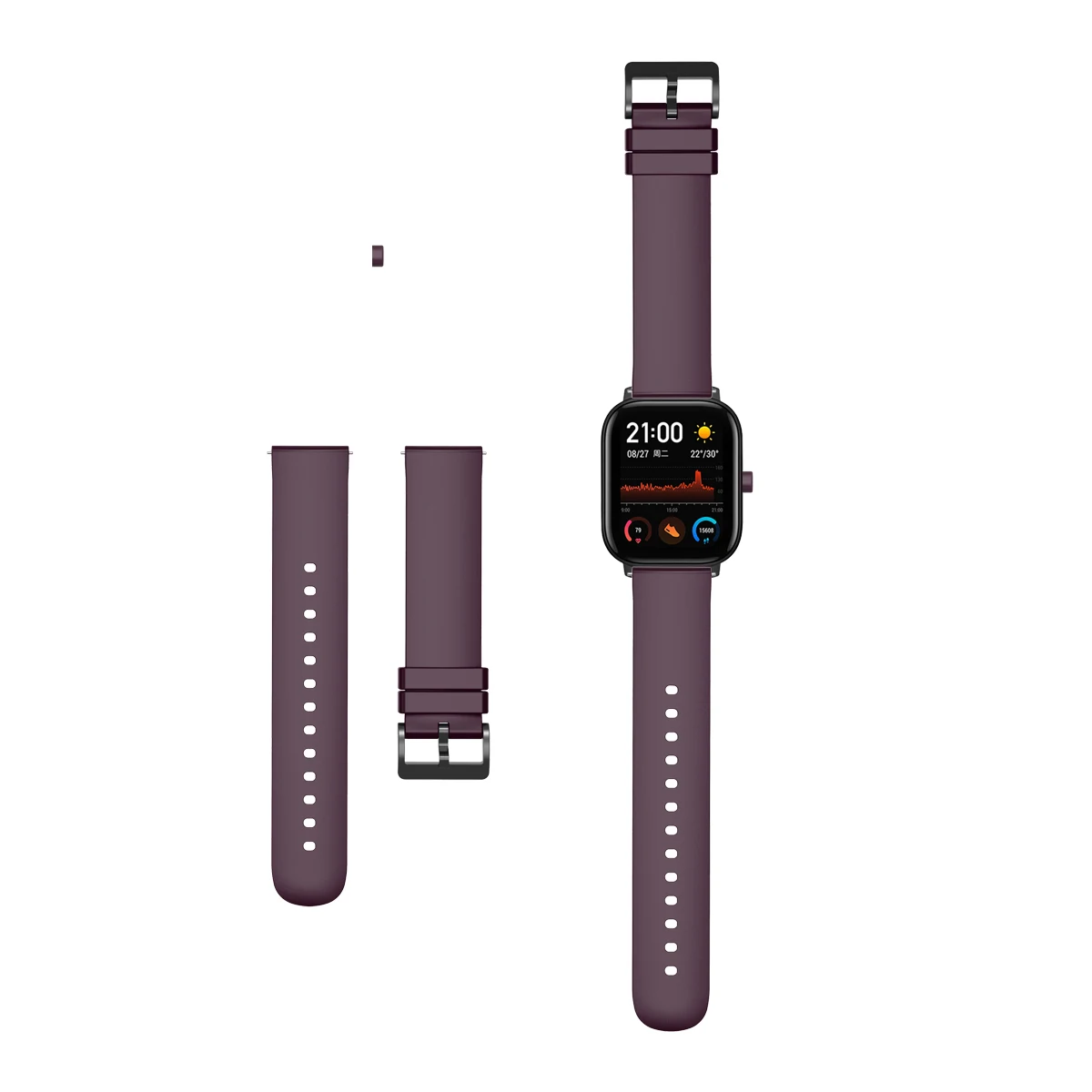 Фиолетовый Сменный спортивный браслет из мягкого силикона для Huami Amazfit GTS 20 мм монохромный браслет на запястье с плоской головкой спортивный ремешок - Цвет: Фиолетовый