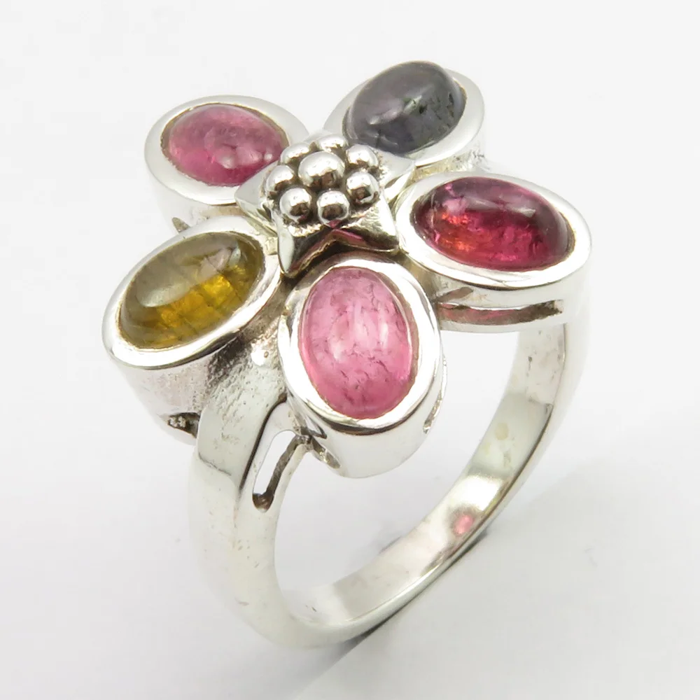 

Solid Silver Natural Tourmaline Ring Size 5.25 Ladies Jewelry