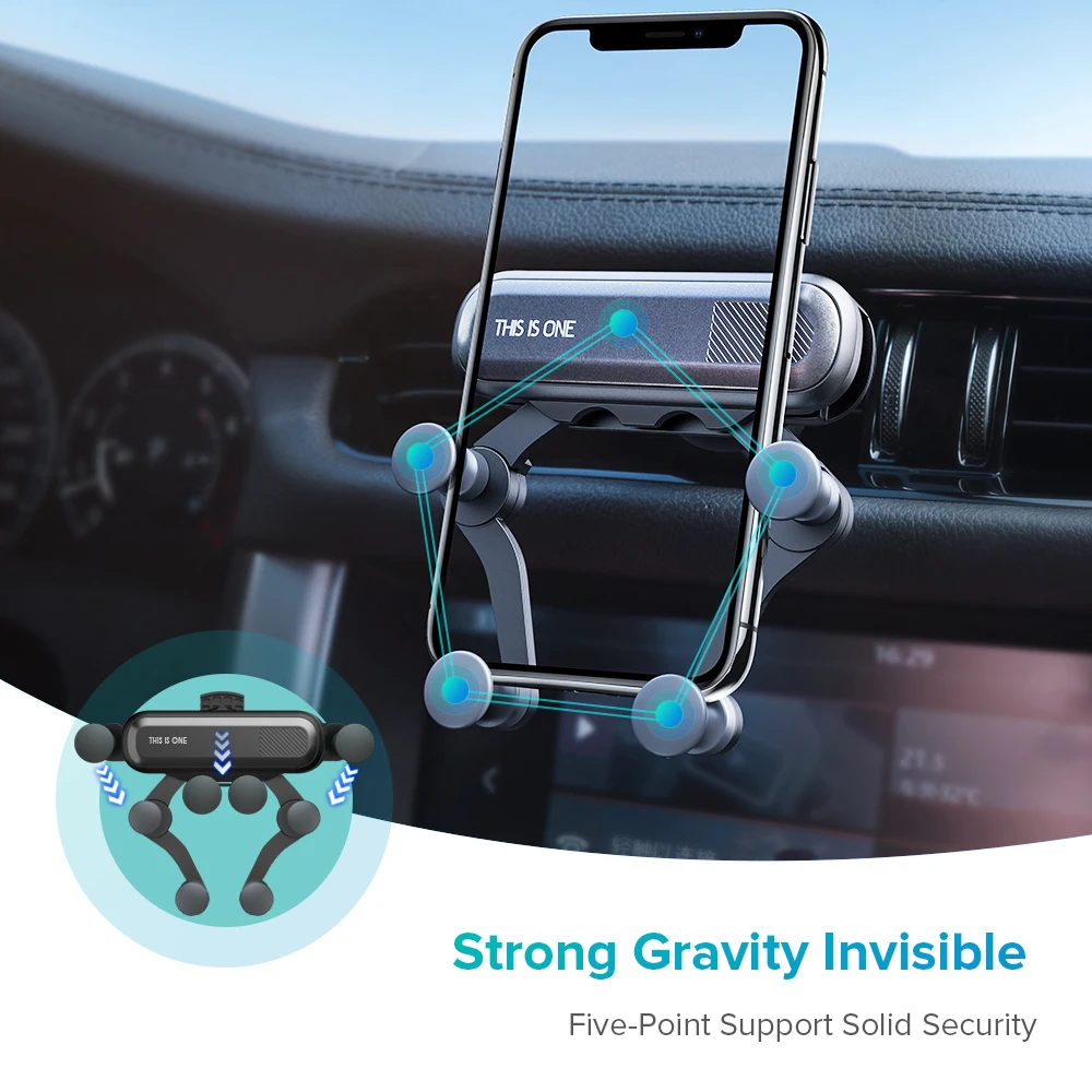 Гравитационный Автомобильный держатель для телефона в автомобильном вентиляционном отверстии без магнитного держателя мобильного телефона держатель для навигатора для смартфонов 4," до 6,5"